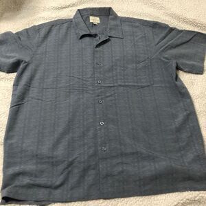 Trader Bay‎ Men's  Size XL Blue Button Up Shirt Short Sleeve Pocket Rayon